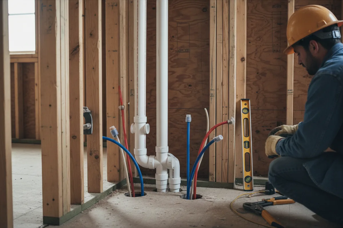 Drain and supply rough-in during Sump Pump Repair in Monterey